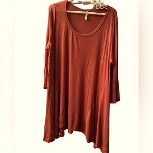 Brand new w/o tag- Beeston River rust color L/S shark bite high-low tunic